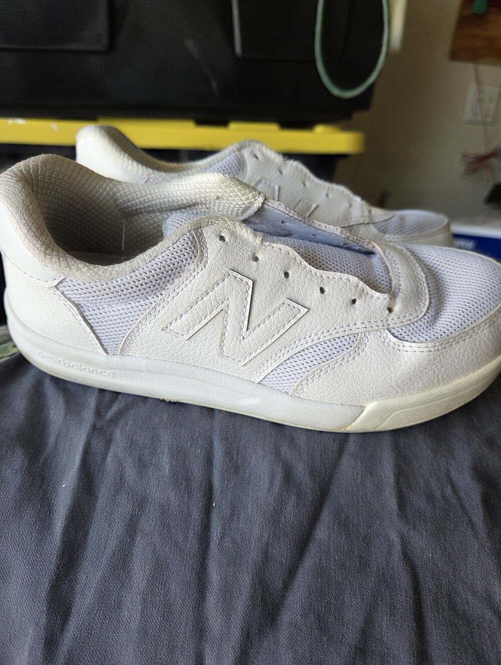 New Balance Men’s White Low-Top Mesh & Leather Sneakers